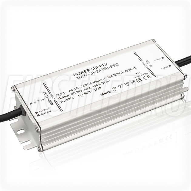 Блок питания 150W — 24V, 6.3A, PFC (IP67, Металл-ARPV-UH)