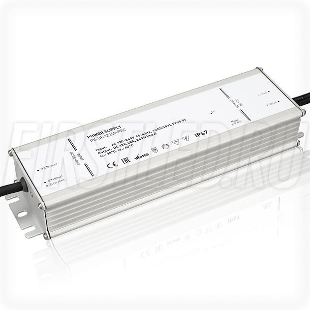 Блок питания 240W — 12V, 20A, PFC (IP67, Металл-UH)