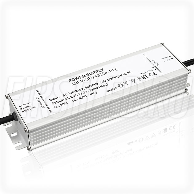 Блок питания 320W — 24V, 13.3A, PFC (IP67, Металл-ARPV-UH)