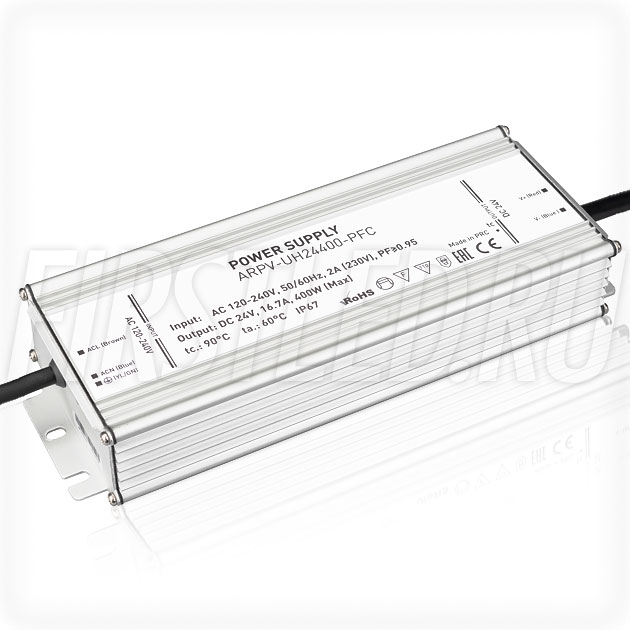 Блок питания 400W — 24V, 16.7A, PFC (IP67, Металл-ARPV-UH)