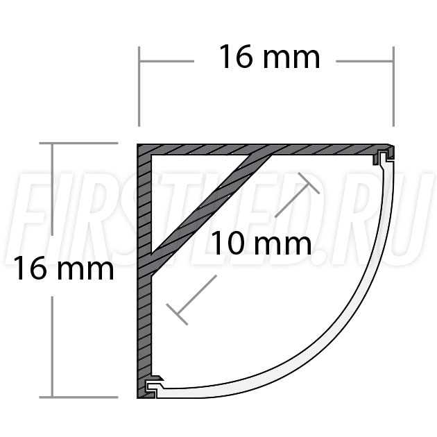 Чертеж (схема) светодиодного профиля TALUM C16.16C
