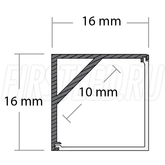 Чертеж (схема) светодиодного профиля TALUM C16.16K