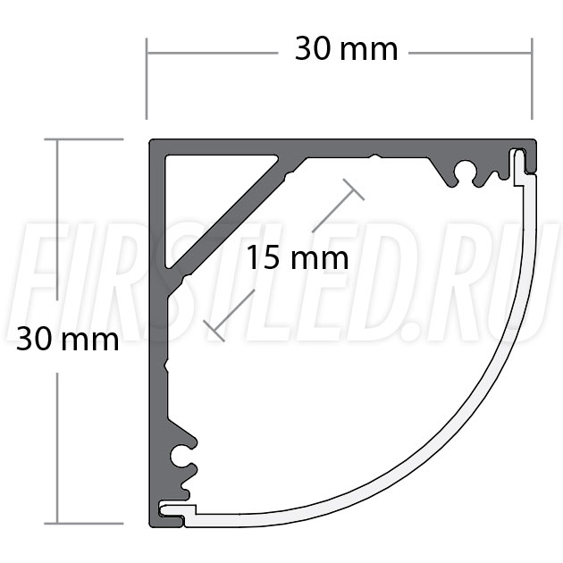 Чертеж (схема) светодиодного профиля TALUM C30.30C