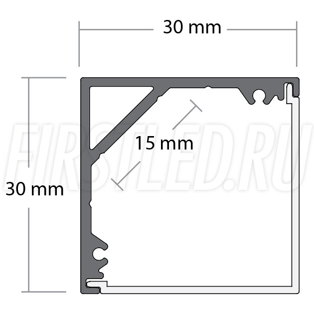 Чертеж (схема) светодиодного профиля TALUM C30.30K