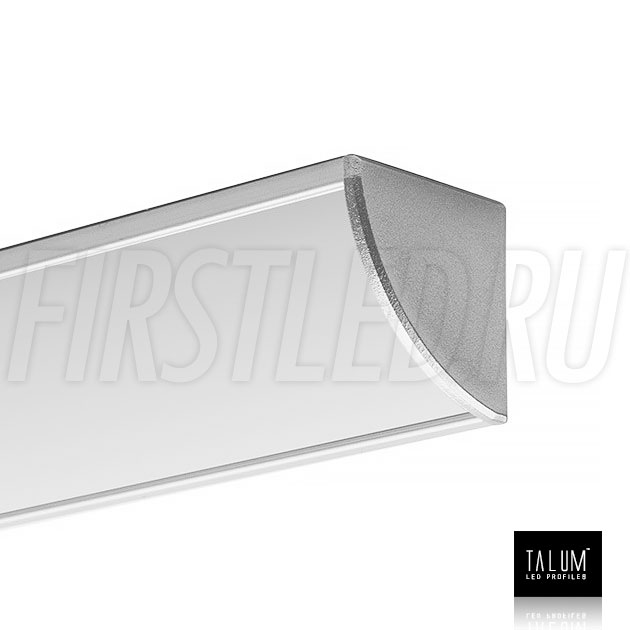 Угловой алюминиевый профиль TALUM C32.32 с заглушкой и полукруглым матовым рассеивателем