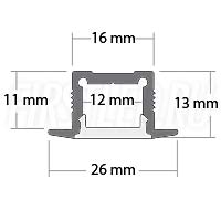 Чертеж (схема) светодиодного профиля TALUM E26.13