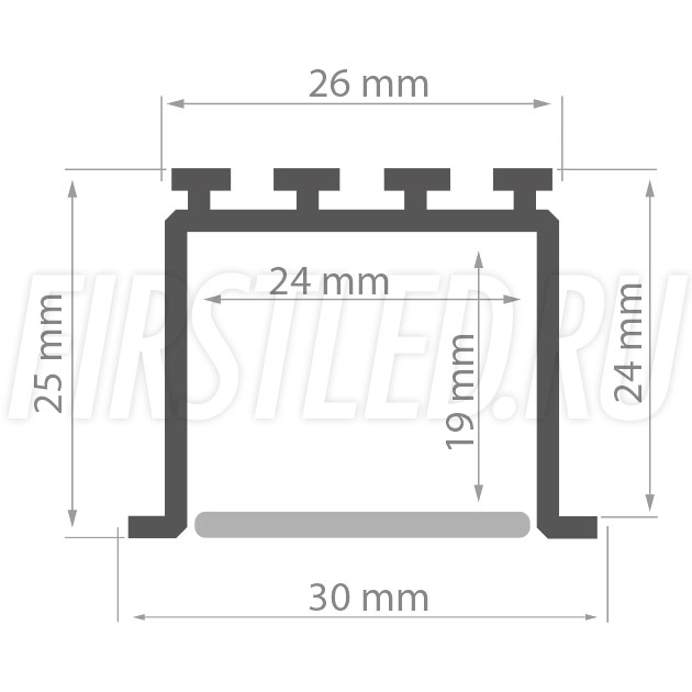 Чертеж (схема) светодиодного профиля TALUM E30.25