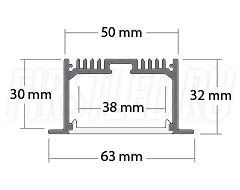 Чертеж (схема) светодиодного профиля TALUM E63.32