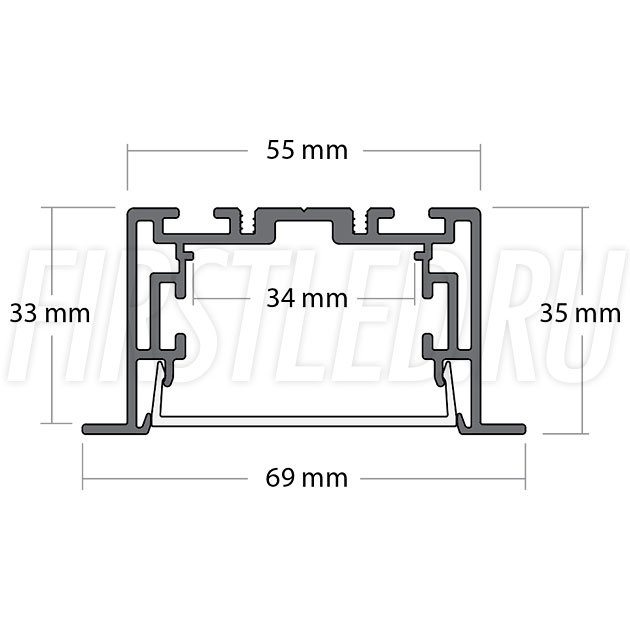 Чертеж (схема) светодиодного профиля TALUM E69.35
