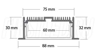 Чертеж (схема) светодиодного профиля TALUM E88.32