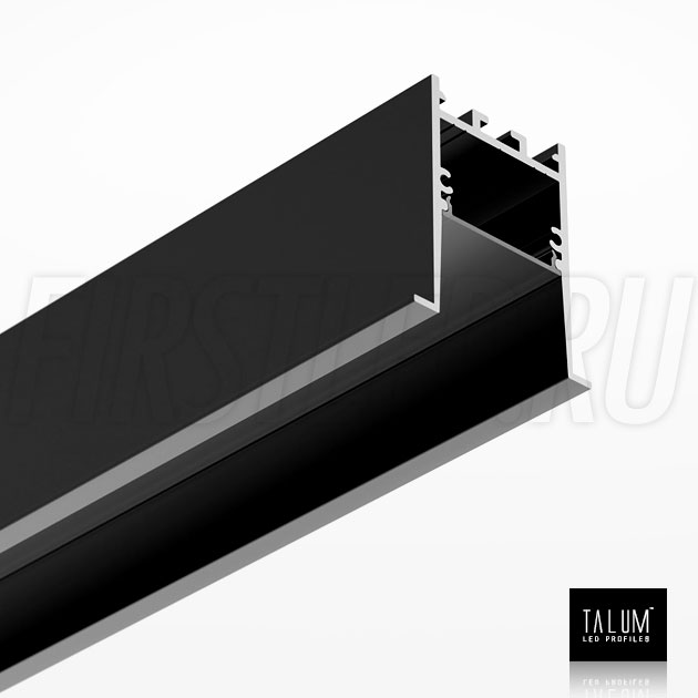 Встраиваемый алюминиевый профиль TALUM HIDE E45.51 BLACK (черный) вместе с черным матовым рассеивателем