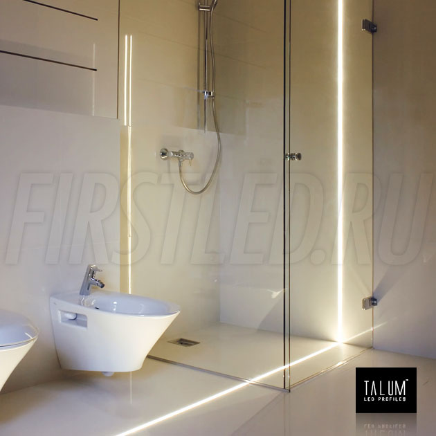 Подсветка с помощью профиля TALUM E19.8 в ванной комнате
