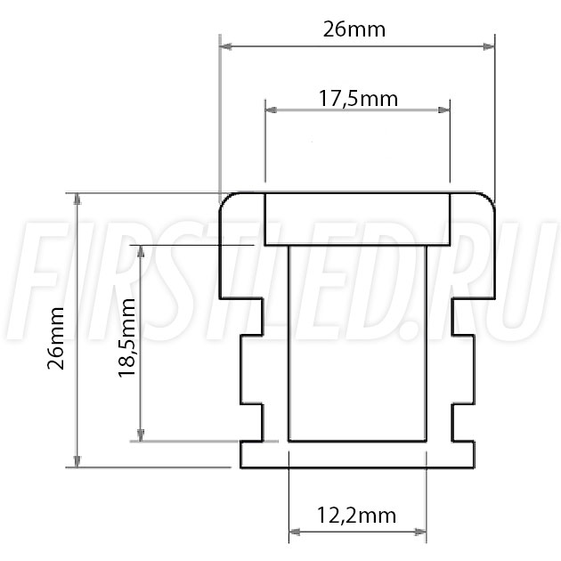 Чертеж (схема) светодиодного профиля TALUM E26.26
