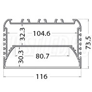 Чертеж (схема) светодиодного профиля TALUM W116.74n