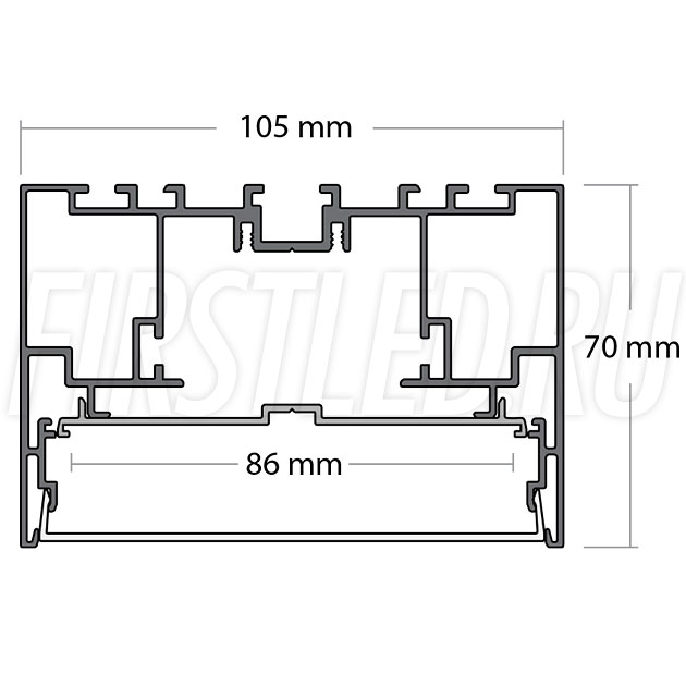 Чертеж (схема) светодиодного профиля TALUM WP105.70