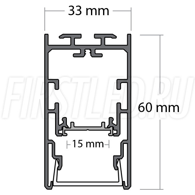 Чертеж (схема) светодиодного профиля TALUM WP33.60