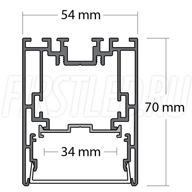 Чертеж (схема) светодиодного профиля TALUM WP54.70