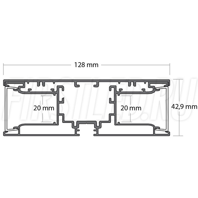 Чертеж (схема) светодиодного профиля TALUM W128.43