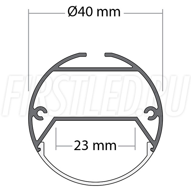 Чертеж (схема) светодиодного профиля TALUM PD.40