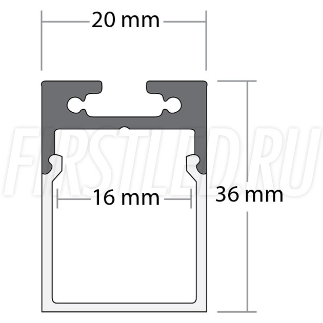 Чертеж (схема) светодиодного профиля TALUM WP20.36