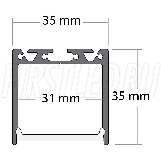 Чертеж (схема) светодиодного профиля TALUM WP35.35