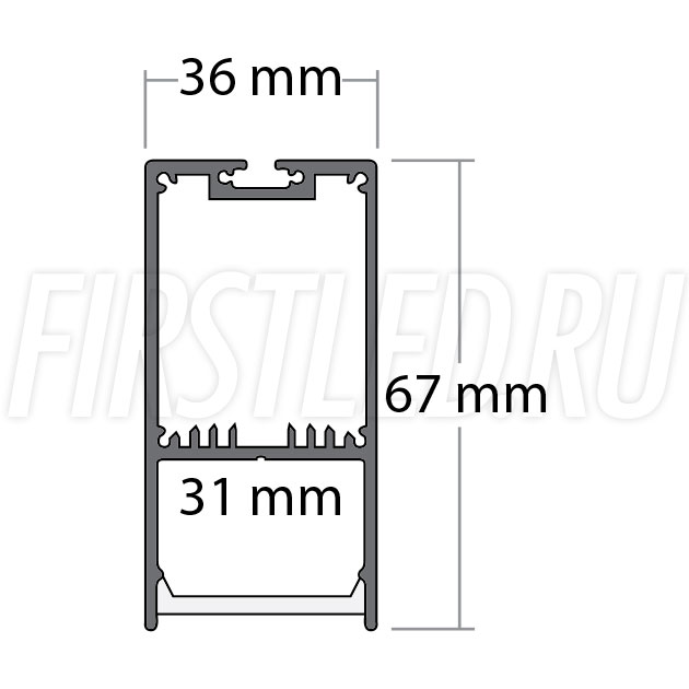 Чертеж (схема) светодиодного профиля TALUM WP36.67