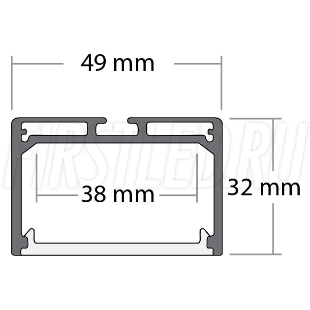 Чертеж (схема) светодиодного профиля TALUM WP49.32