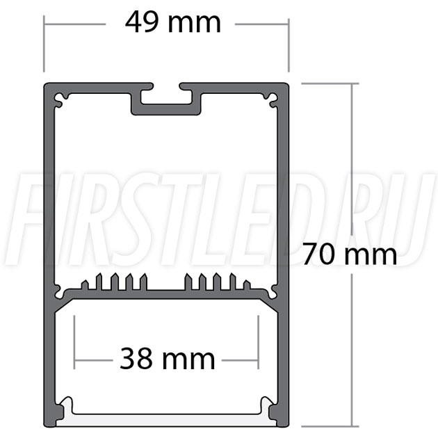 Чертеж (схема) светодиодного профиля TALUM WP49.70