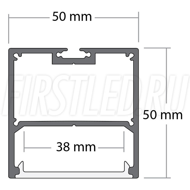 Чертеж (схема) светодиодного профиля TALUM WP50.50