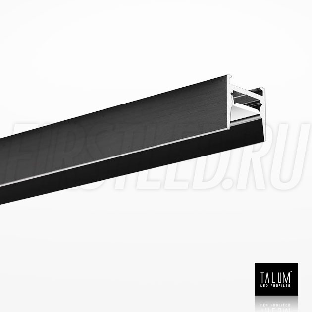 Накладной алюминиевый профиль TALUM HIDE W16.15 BLACK (черный) вместе с матовым рассеивателем