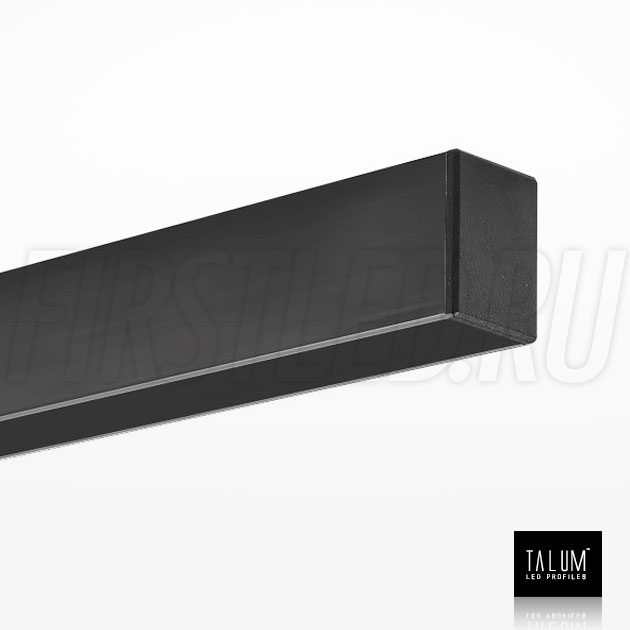 Накладной / подвесной алюминиевый профиль TALUM HIDE WP16.22 BLACK (черный) вместе с матовым рассеивателем и заглушкой