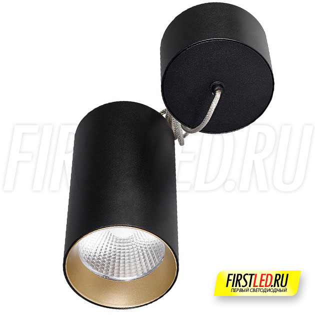 Подвесной светодиодный светильник POLONIUM S Black 15W (золотая вставка)
