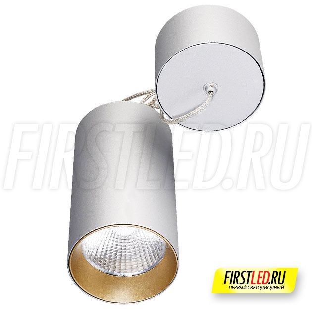 Подвесной светодиодный светильник POLONIUM S Silver 15W (золотая вставка)